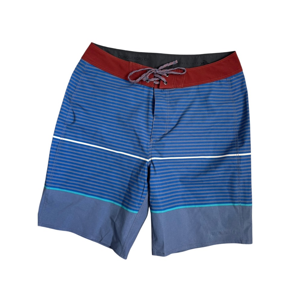 Patagonia Mens Hydropeak Boardshorts 18" Olivas Stripe Utility Blue Size 28 NEW